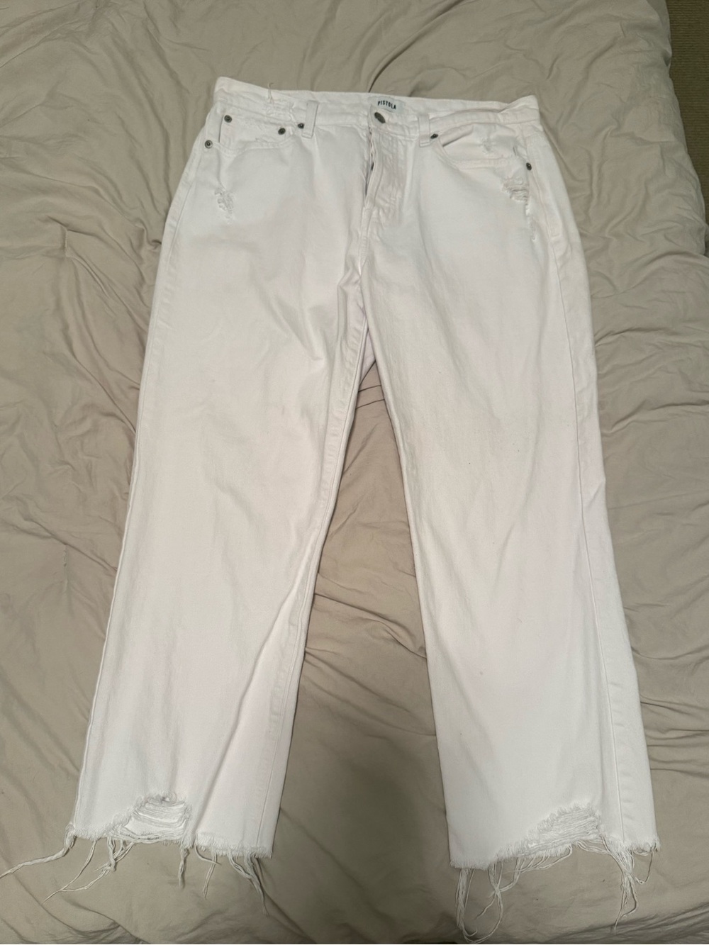 pistola White Straight-Leg Distressed Jeans